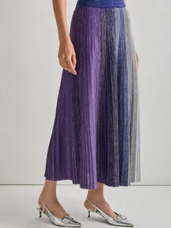 Misook Skirts|Flared Shimmer Lurex Knit Maxi Skirt