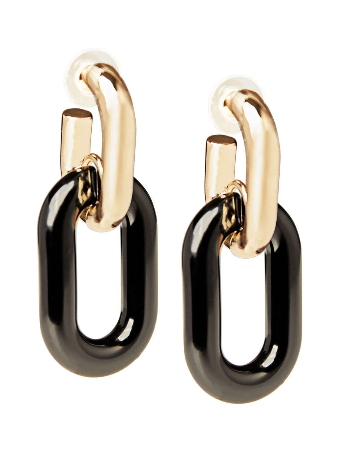 Misook Accessories|Earrings|Gold & Black Resin Doorknocker Earrings