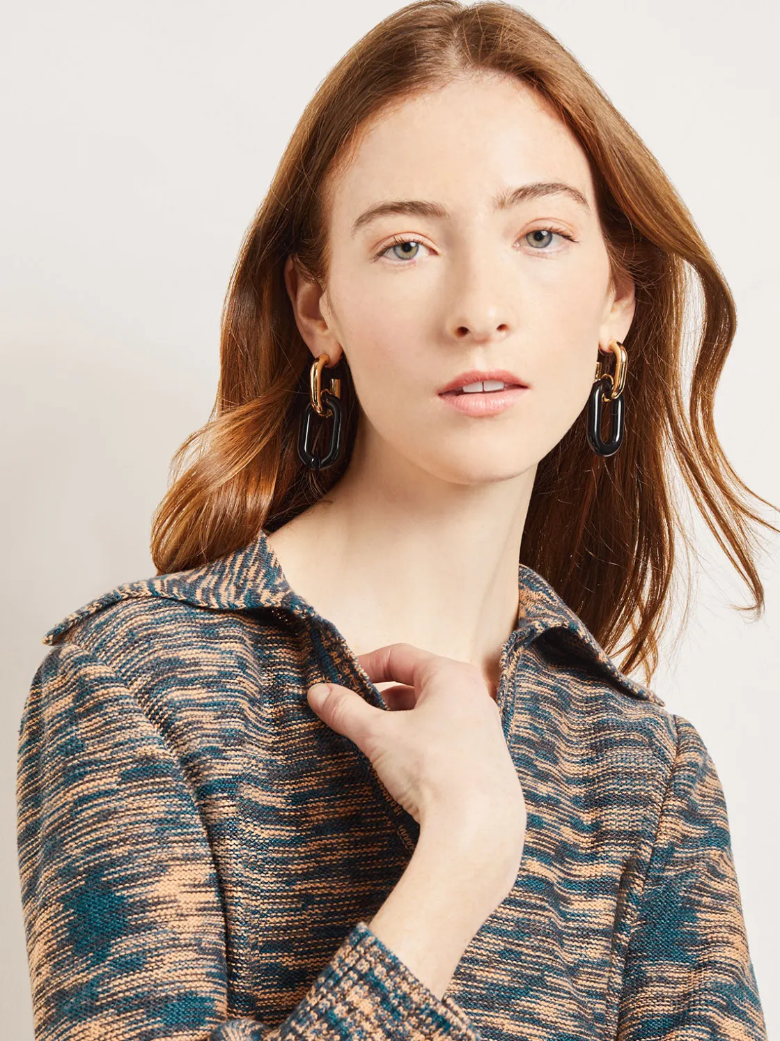 Misook Accessories|Earrings|Gold & Black Resin Doorknocker Earrings