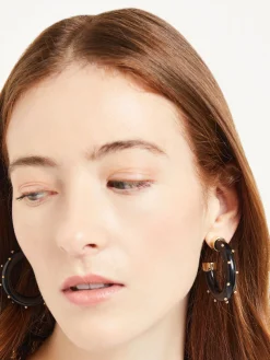 Misook Accessories|Earrings|Gold & Black Resin Hoop Earrings