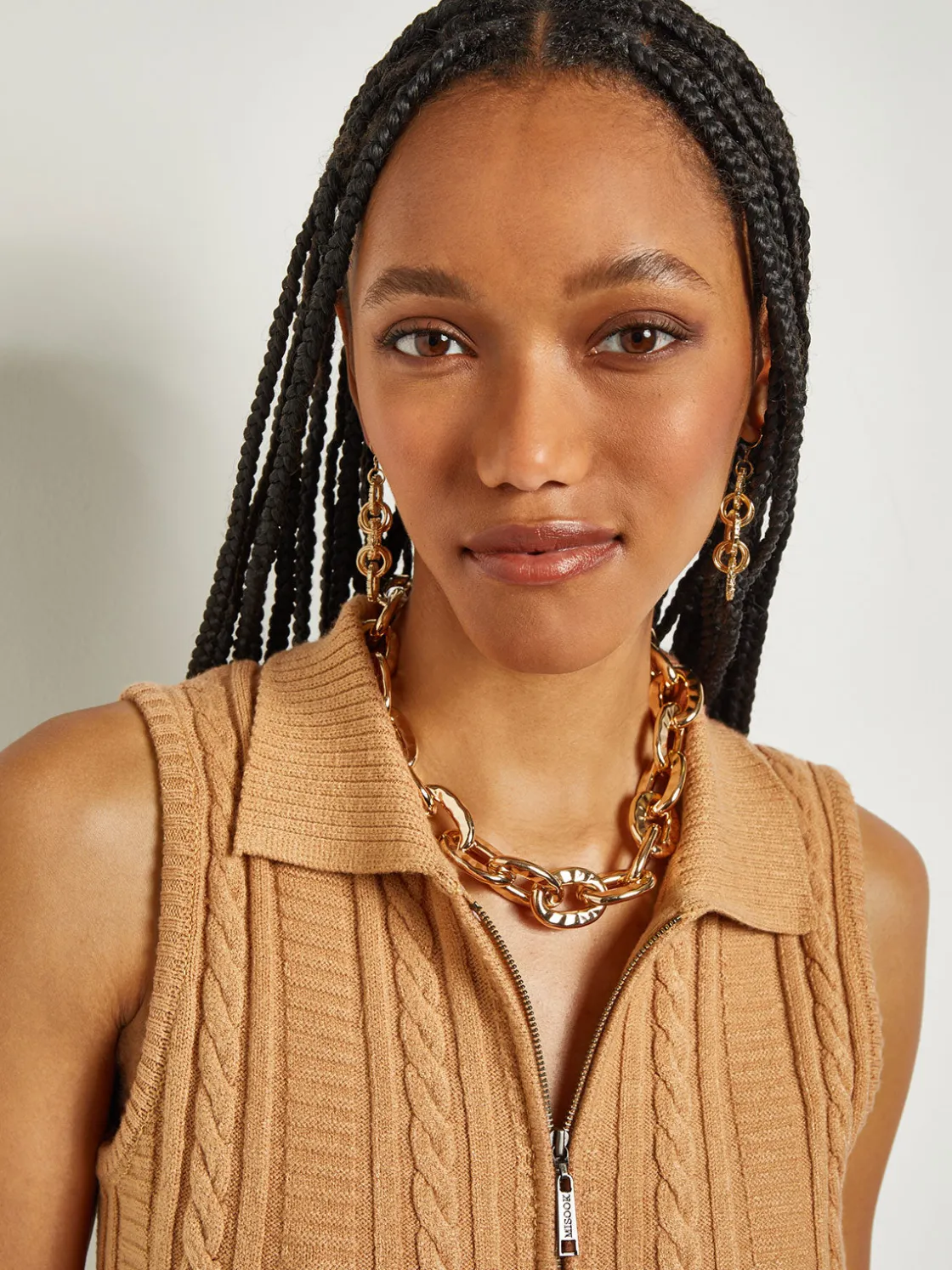 Misook Accessories|Necklaces|Hammered Oval Link Short Necklace