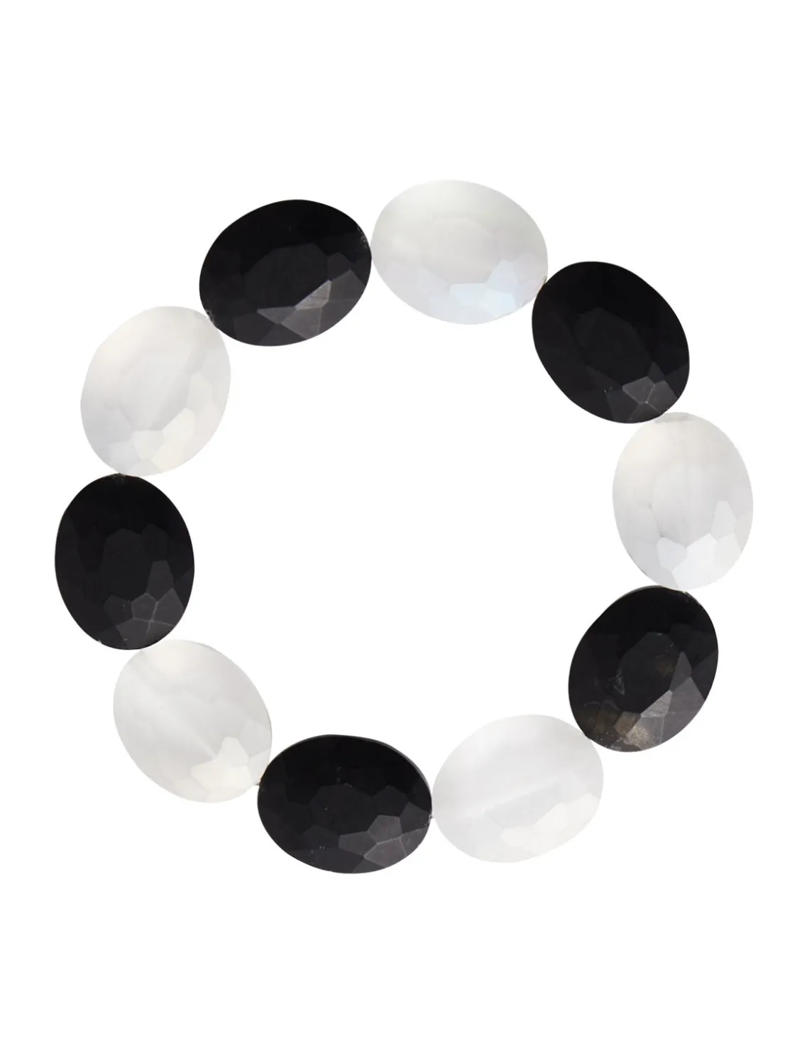 Misook Accessories|Bracelets|Handmade Matte Black & White Crystal Stretch Bracelet