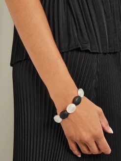 Misook Accessories|Bracelets|Handmade Matte Black & White Crystal Stretch Bracelet