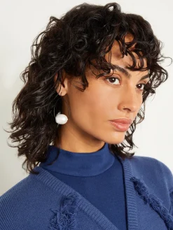 Misook Accessories|Earrings|Handmade Matte Black Cotton Pearl Drop Earrings