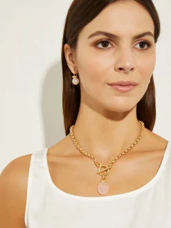 Misook Accessories|Necklaces|Handmade Rose Quartz Pendant Toggle Chain Necklace