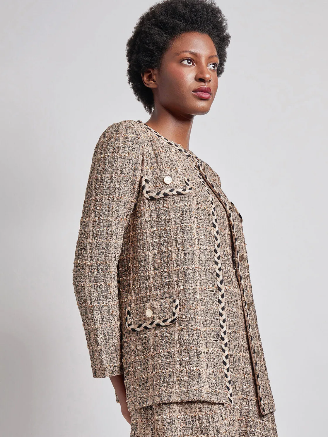 Misook Jackets & Coats|Heritage Fit Braid Trim Tweed Knit Jacket
