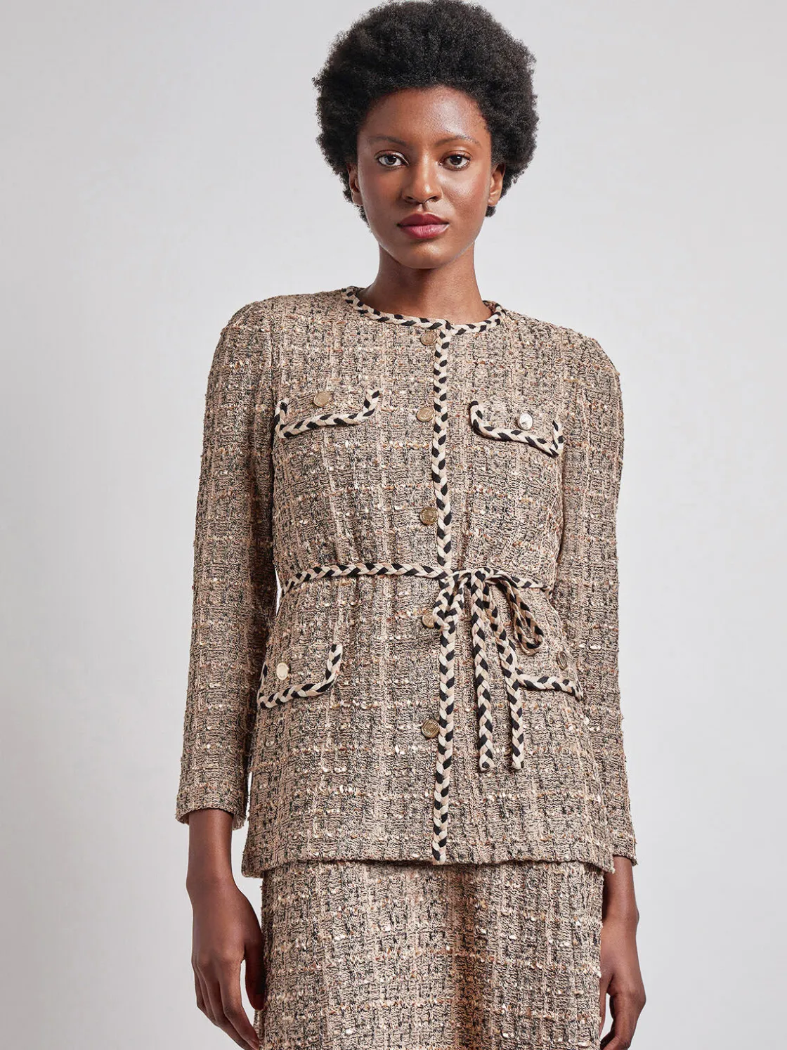 Misook Jackets & Coats|Heritage Fit Braid Trim Tweed Knit Jacket