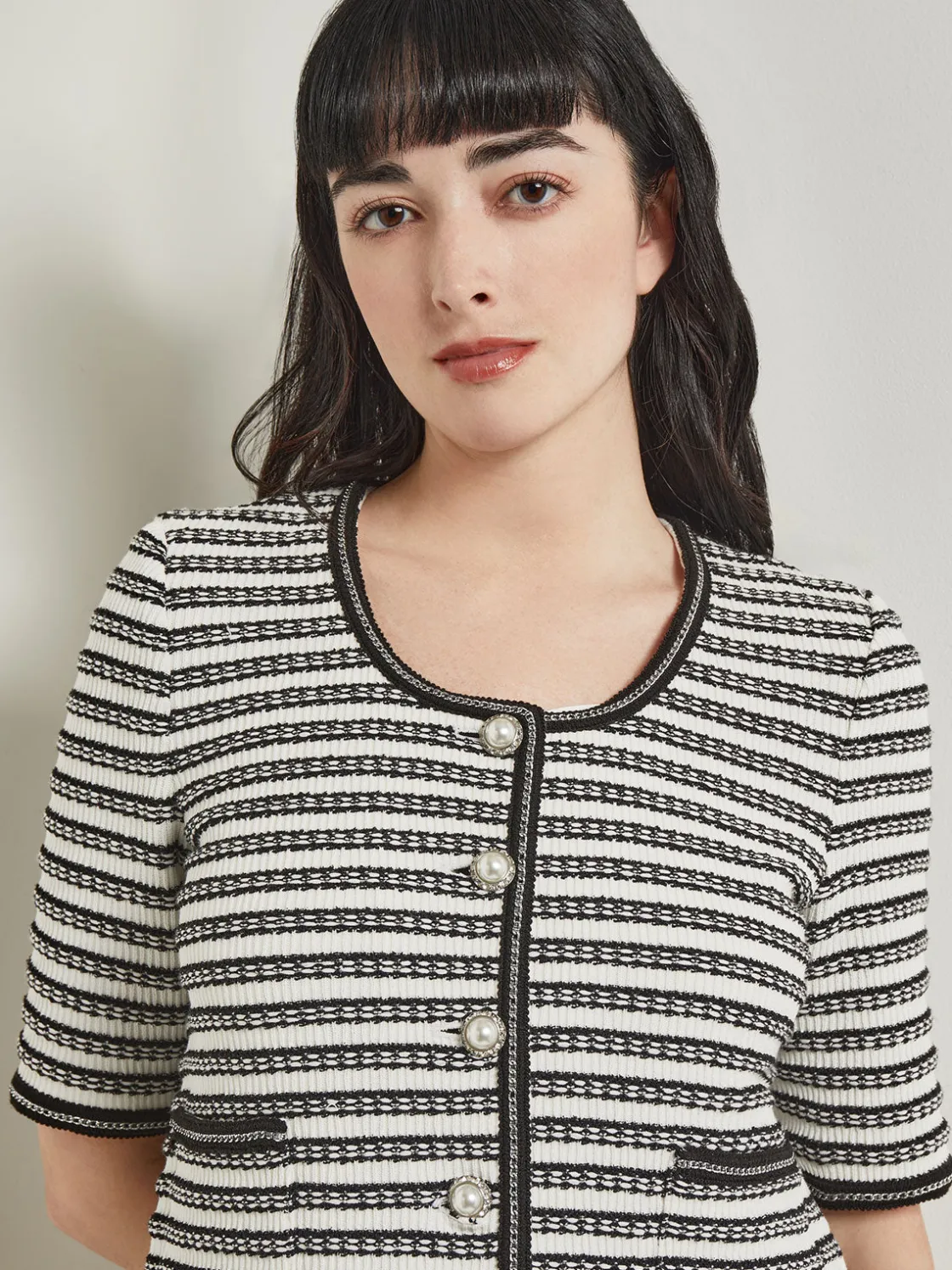 Misook Jackets & Coats|Heritage Fit Chain Trim Jacket - Recycled Knit