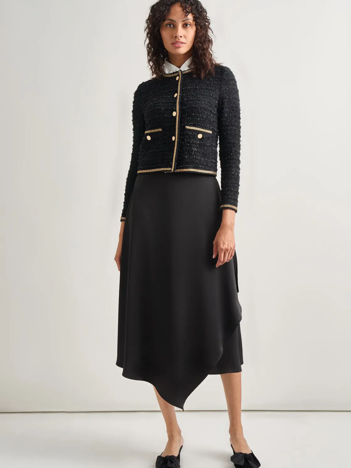 Misook Jackets & Coats|Heritage Fit Double Chain Trim Eyelash Knit Jacket