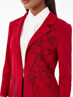 Misook Jackets & Coats|Heritage Fit Floral Embroidery Long Knit Jacket