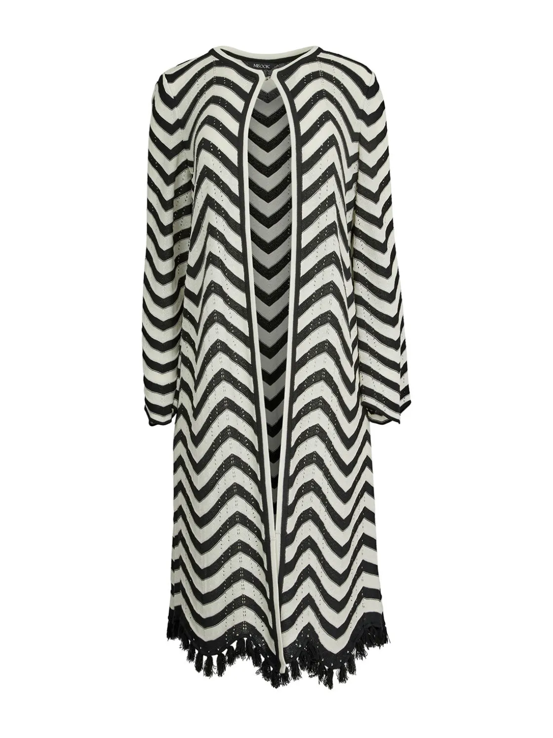 Misook Jackets & Coats|Heritage Fit Jacket - Chevron Fringe Trim Intarsia Knit