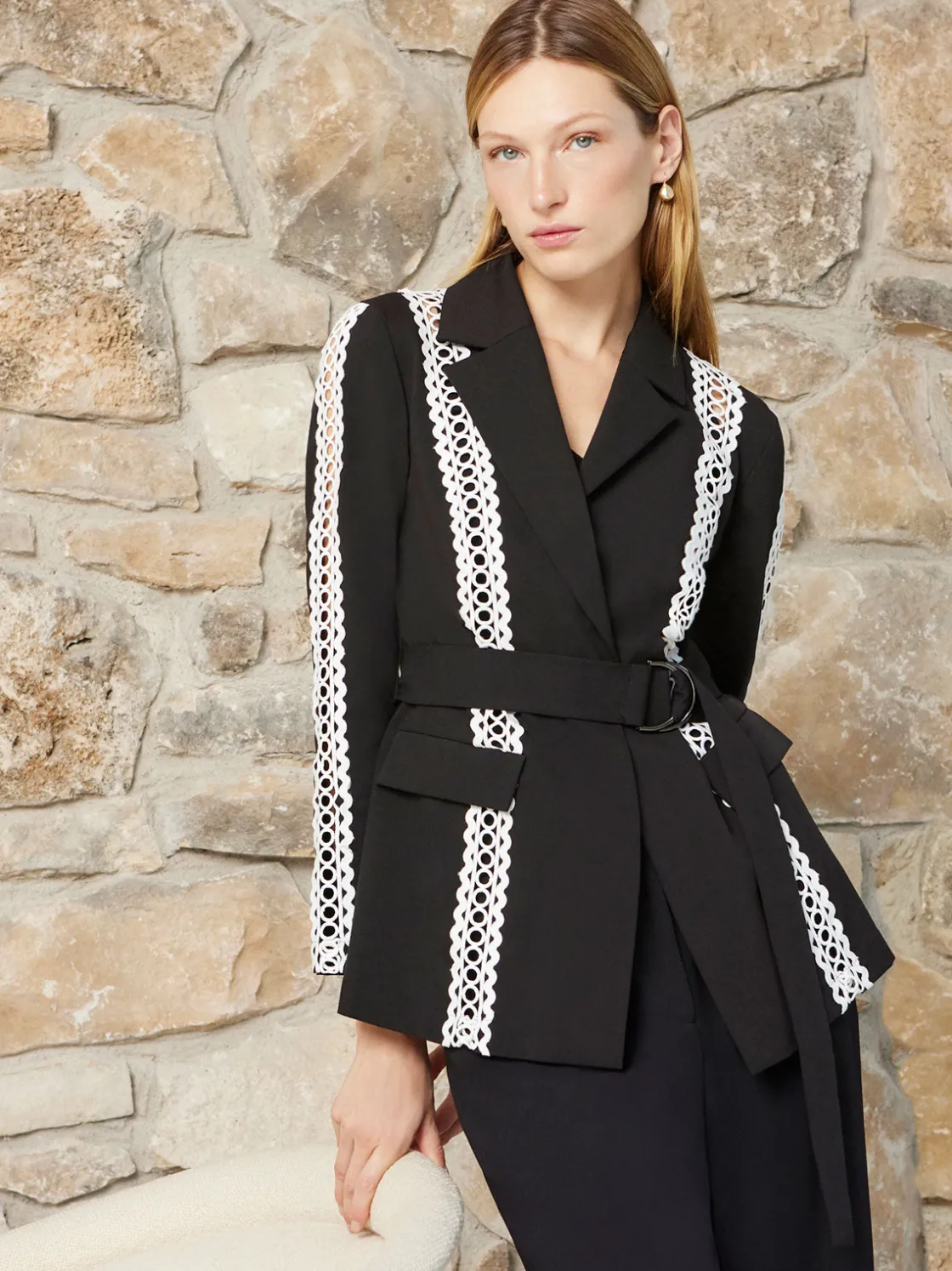 Misook Jackets & Coats|Heritage Fit Jacket - Eyelet Trim Woven Twill