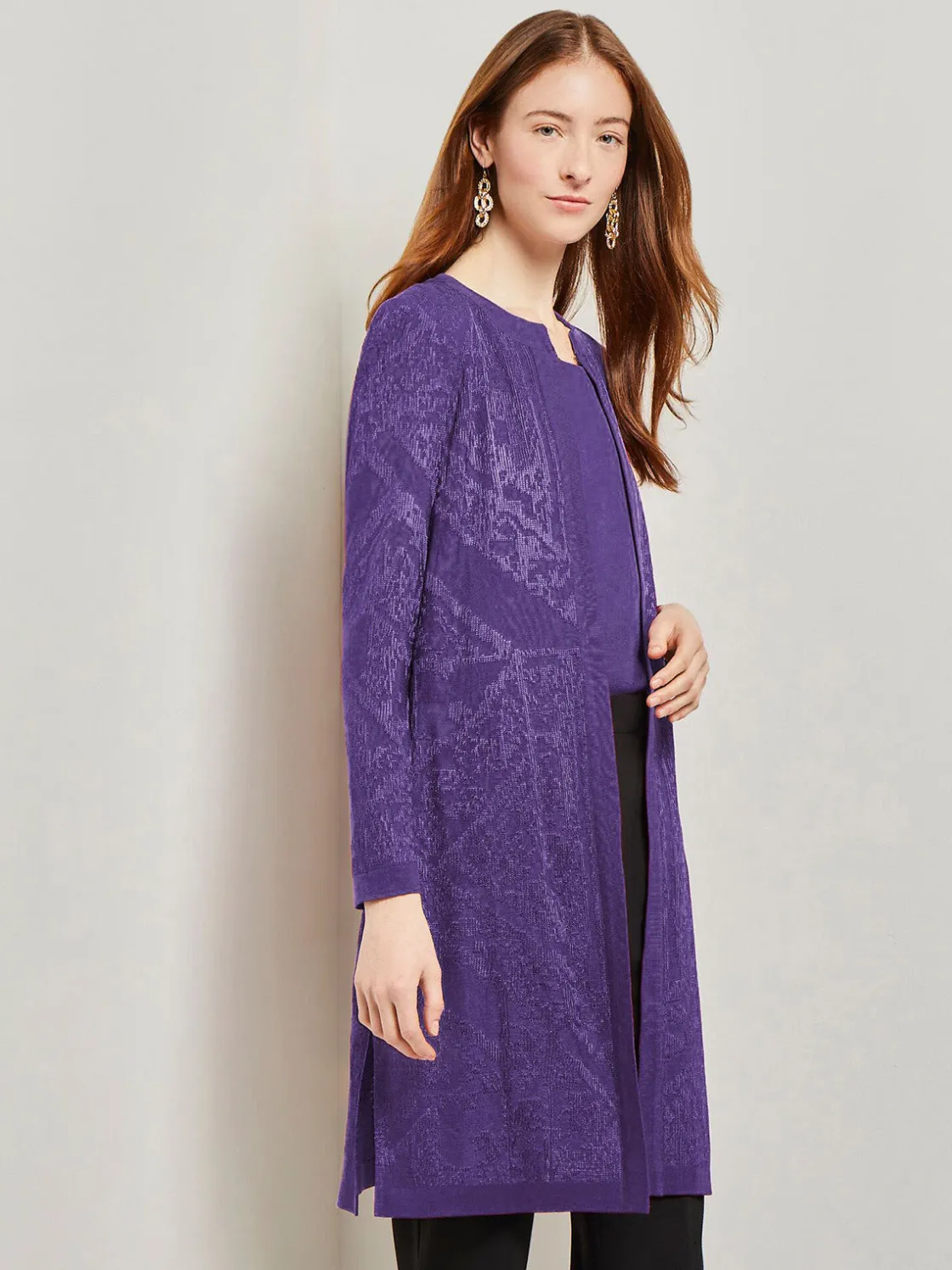 Misook Jackets & Coats|Heritage Fit Jewel Neck Jacquard Knit Jacket