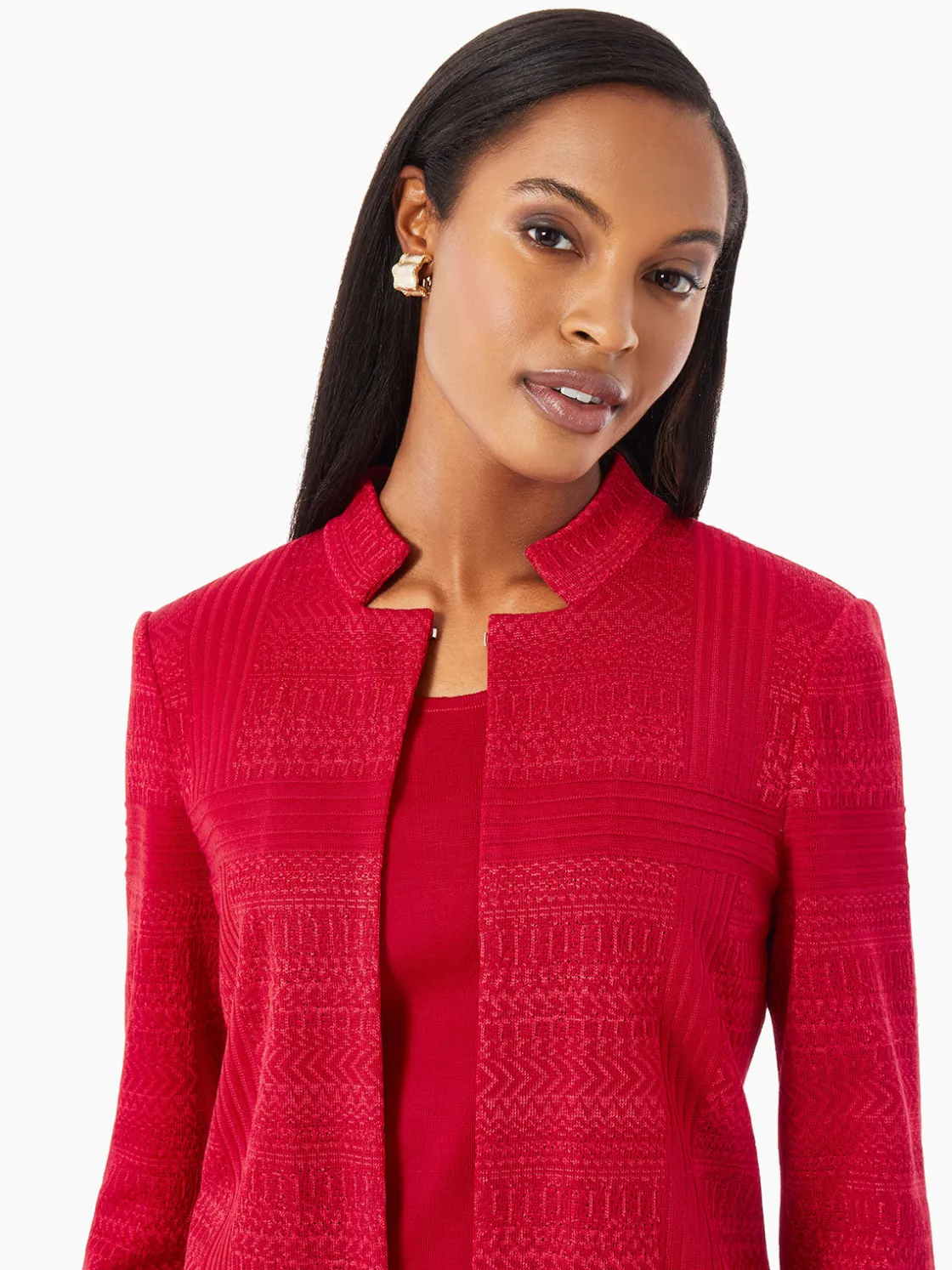 Misook Jackets & Coats|Heritage Fit Multi-Directional Pattern Knit Jacket