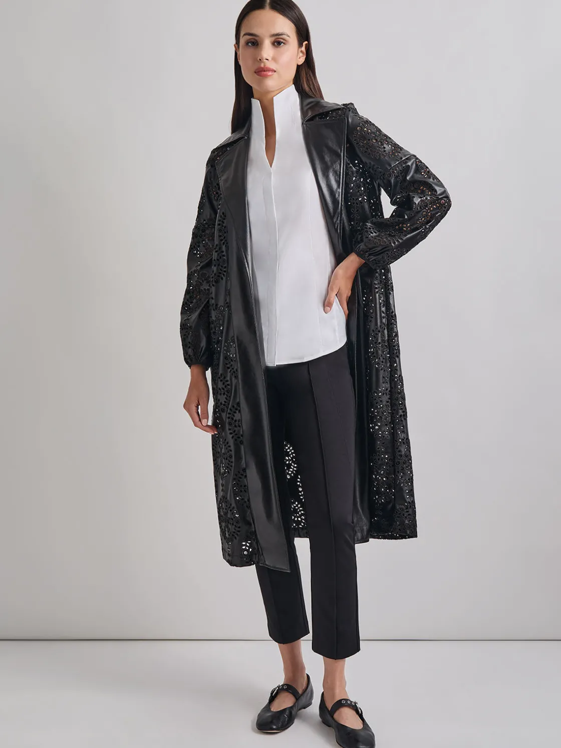 Misook Jackets & Coats|Heritage Fit Open Front Vegan Leather Jacket