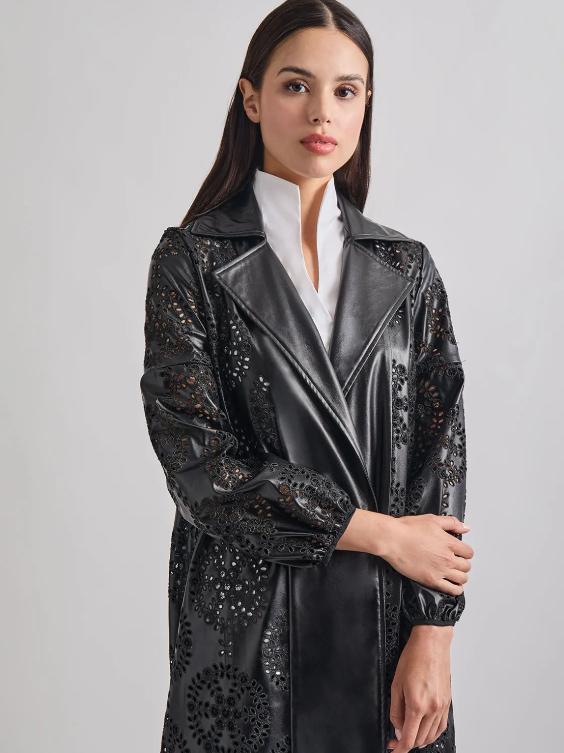 Misook Jackets & Coats|Heritage Fit Open Front Vegan Leather Jacket