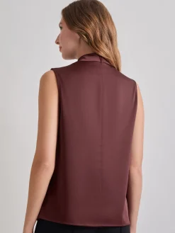 Misook Tops & Tees|Tanks|High Neck Draped Crepe de Chine Blouse