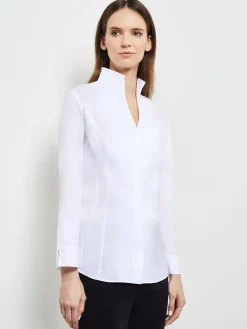 Misook Blouses & Shirts|Tops & Tees|Hi-Neck Stretch Cotton Blouse
