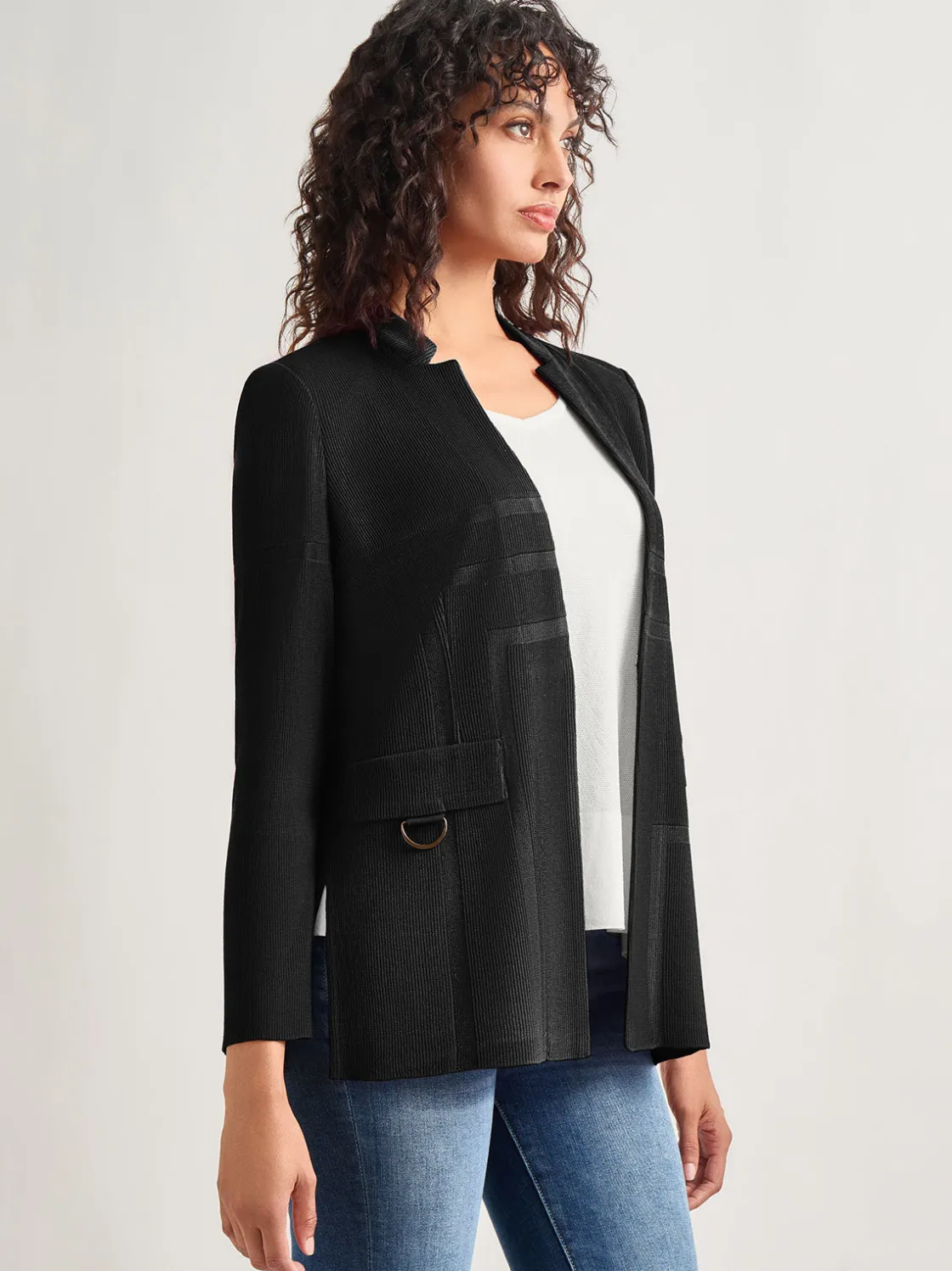 Misook Jackets & Coats|Inverted Notch Collar Tailored Knit Jacket