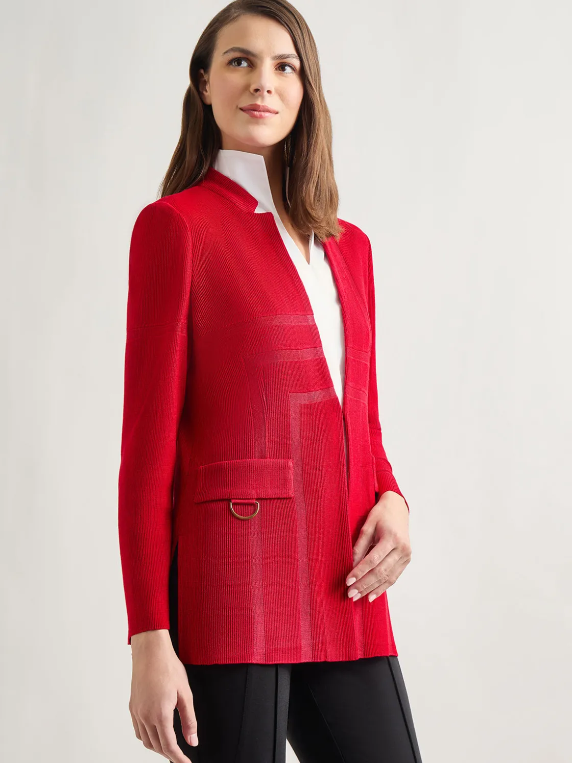 Misook Jackets & Coats|Inverted Notch Collar Tailored Knit Jacket