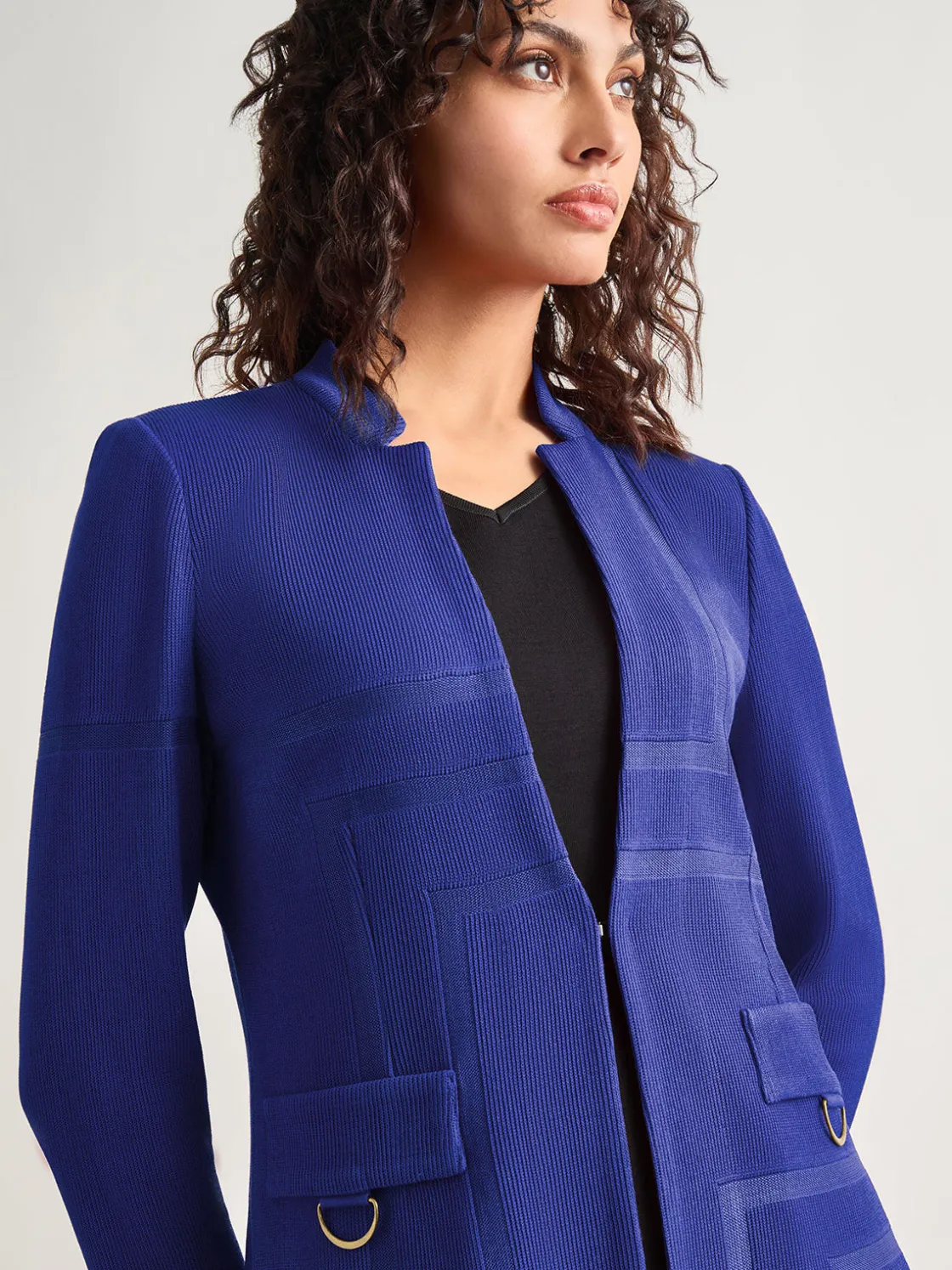 Misook Jackets & Coats|Inverted Notch Collar Tailored Knit Jacket