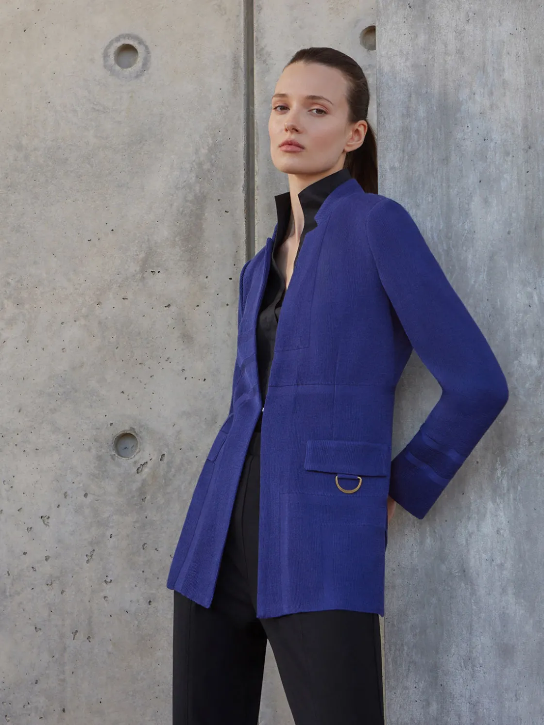 Misook Jackets & Coats|Inverted Notch Collar Tailored Knit Jacket