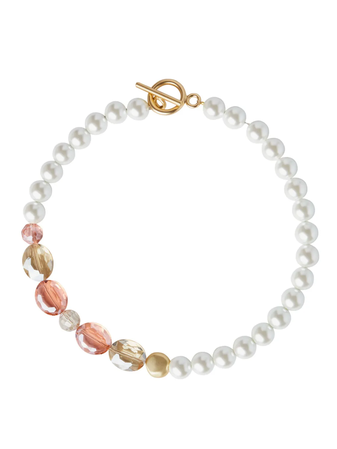 Misook Accessories|Necklaces|18K Matte Gold Plated Peach Crystal Necklace
