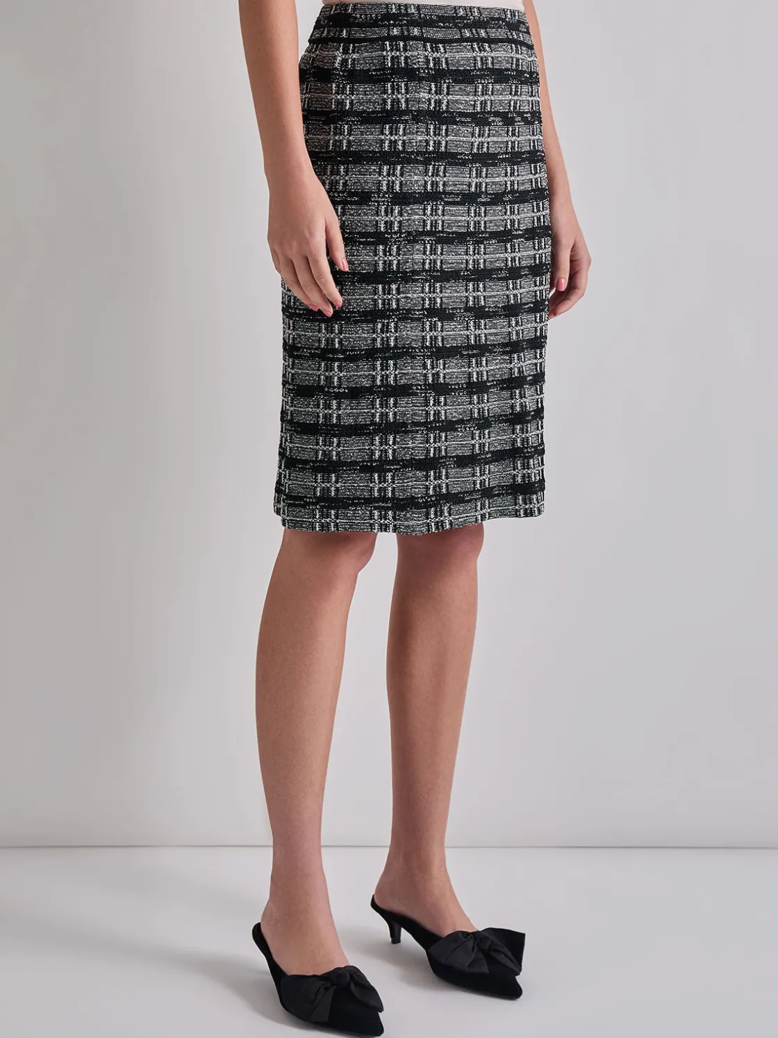 Misook Skirts|Knee-Length Tweed Knit Pencil Skirt