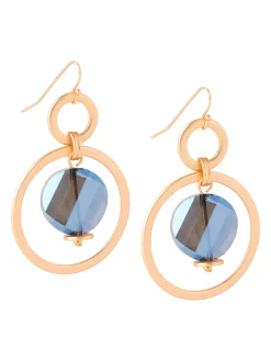 Misook Accessories|Earrings|Labradorite and Matte Gold Hoop Earrings