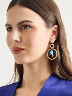 Misook Accessories|Earrings|Labradorite and Matte Gold Hoop Earrings