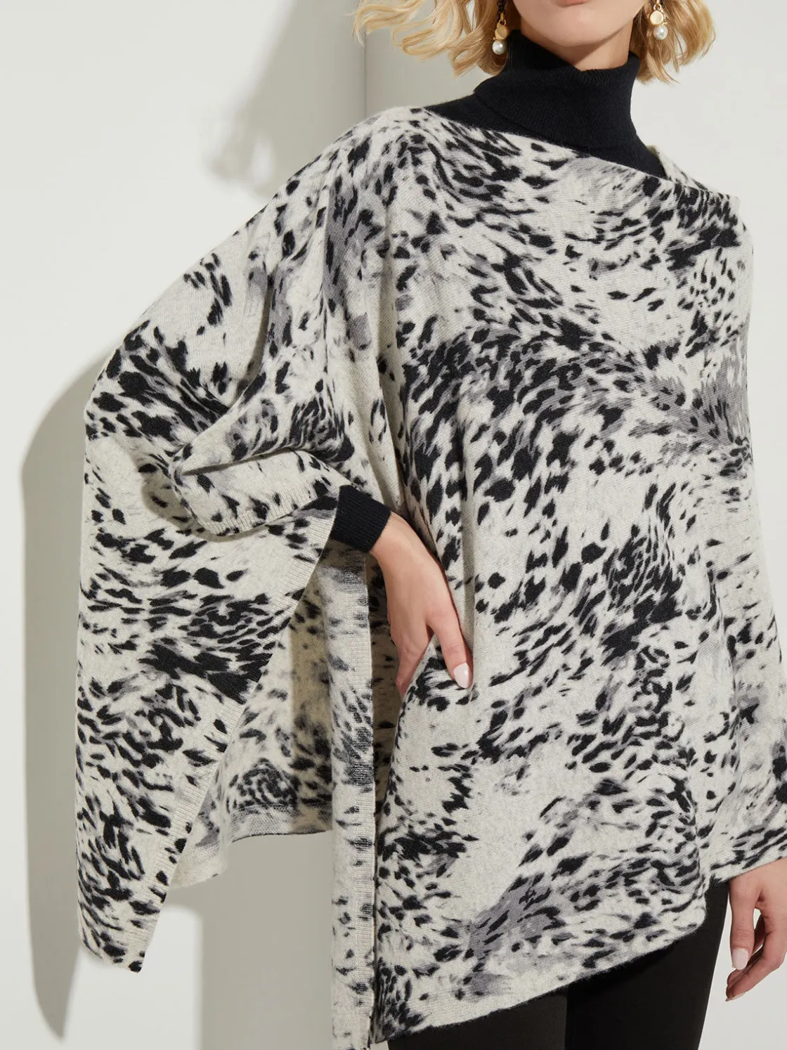 Misook Jackets & Coats|Tops & Tees|Leopard Print Cashmere Poncho