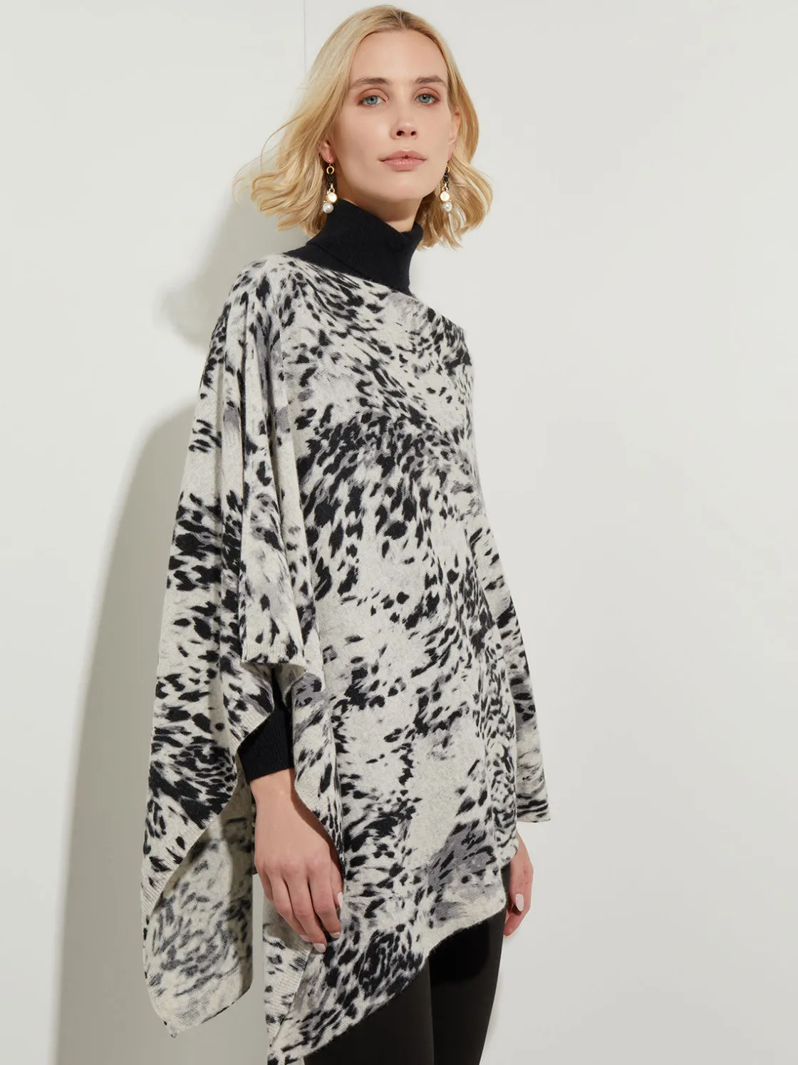 Misook Jackets & Coats|Tops & Tees|Leopard Print Cashmere Poncho