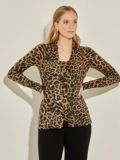 Misook Jackets & Coats|Leopard Print Open Front Cashmere Cardigan