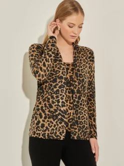 Misook Jackets & Coats|Leopard Print Open Front Cashmere Cardigan
