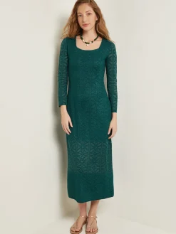 Misook Dresses|Maxi A-Line Dress - Burnout Detail Jacquard Knit