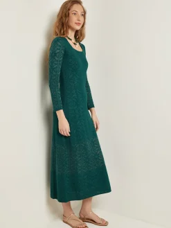 Misook Dresses|Maxi A-Line Dress - Burnout Detail Jacquard Knit