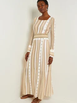 Misook Dresses|Maxi A-Line Dress - Multi-Stitch Grommet Detail Knit