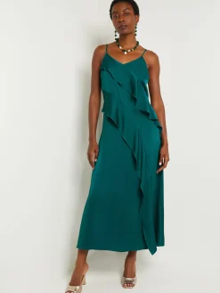 Misook Dresses|Maxi A-Line Dress - Ruffled Crepe De Chine