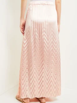 Misook Skirts|Maxi A-Line Skirt - Chevron Textured Crepe de Chine