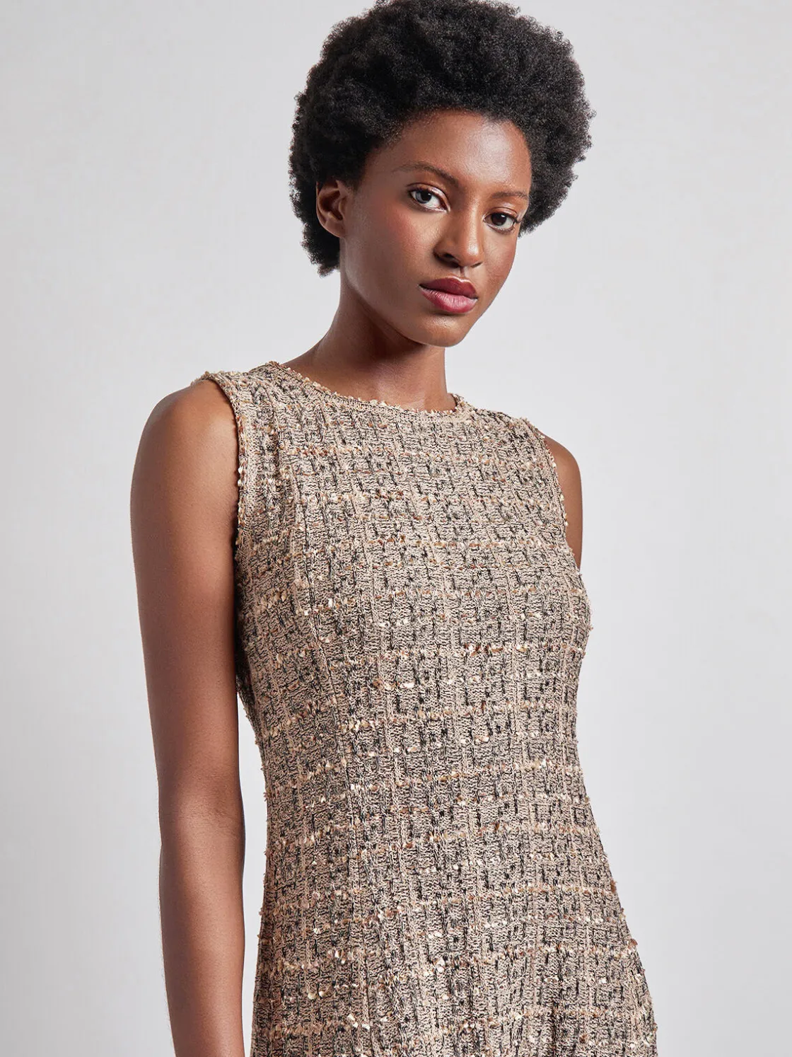 Misook Dresses|Maxi Fit & Flare Tweed Knit Dress