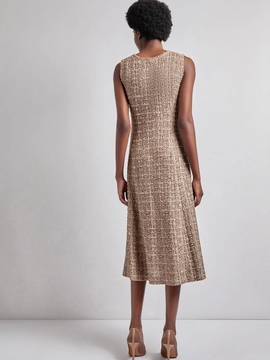 Misook Dresses|Maxi Fit & Flare Tweed Knit Dress