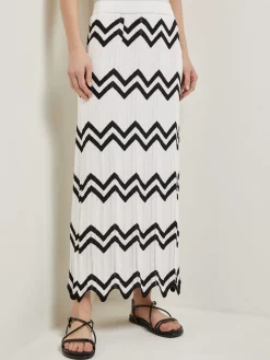 Misook Skirts|Maxi Pencil Skirt - Contrast Chevron Pointelle Soft Knit