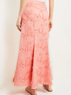 Misook Skirts|Maxi Trumpet Skirt - Fringe Applique Cotton