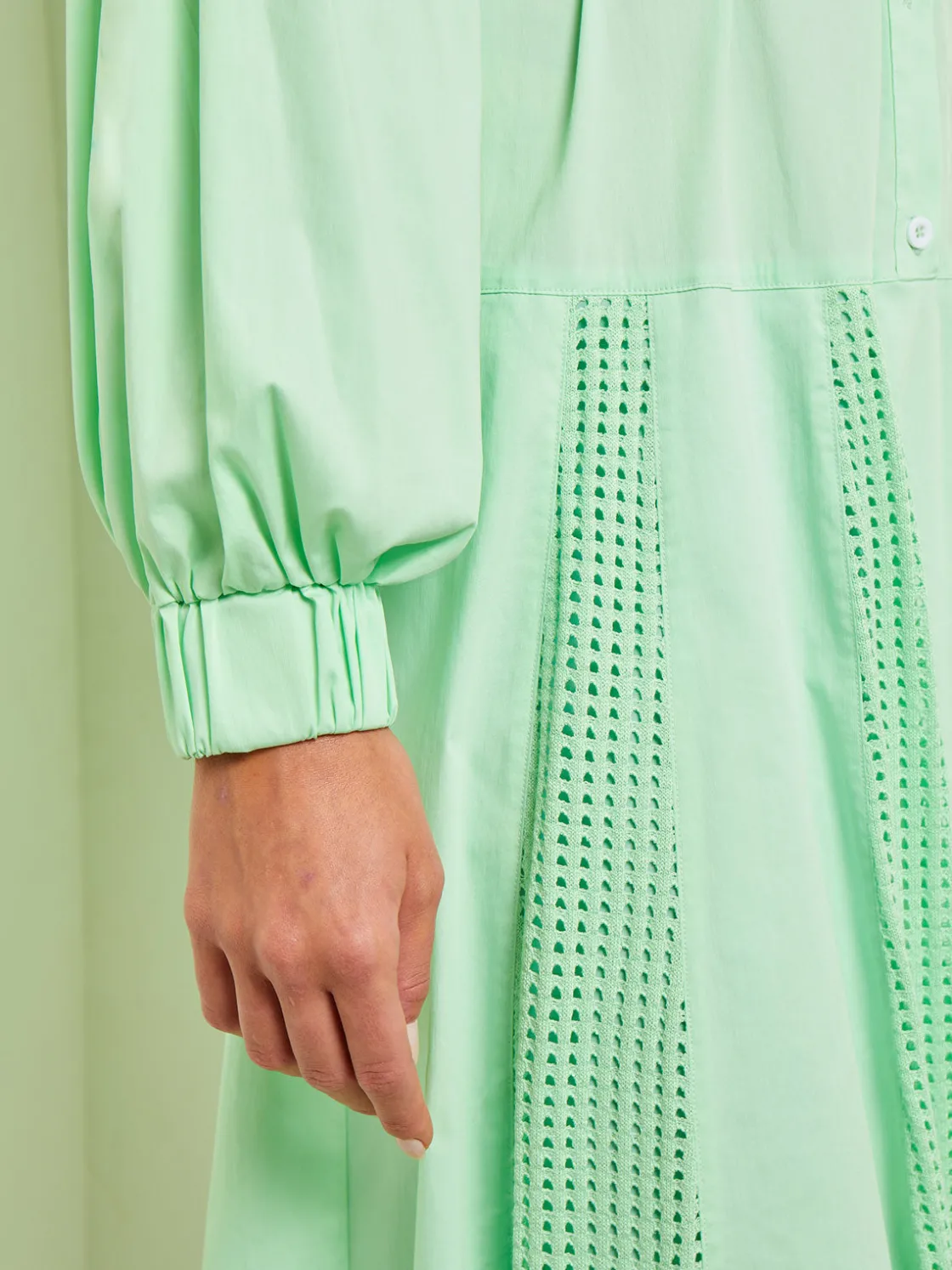 Misook Dresses|Midi Drop Waist Dress - Pointelle Stripe Mixed Media