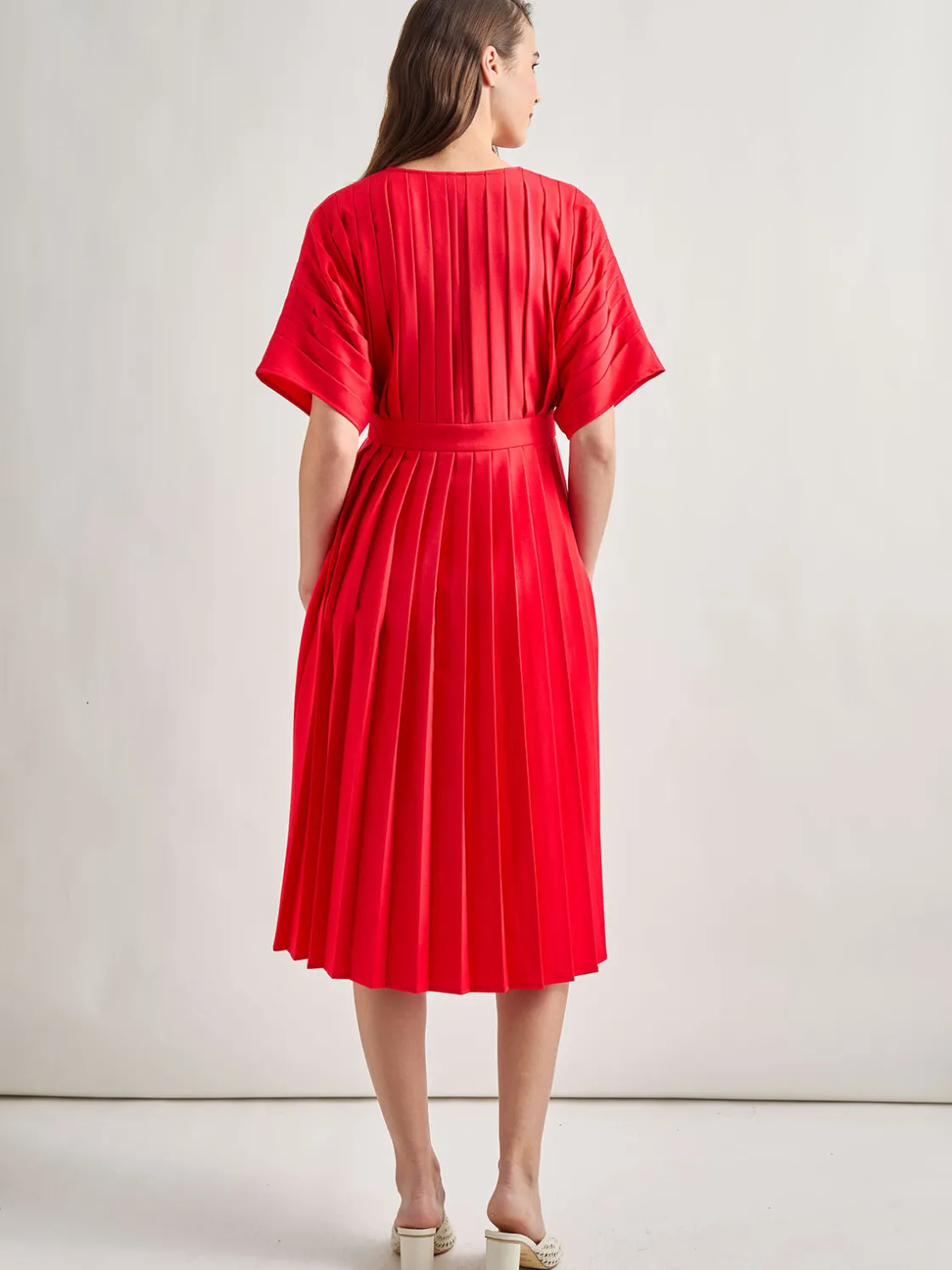 Misook Dresses|Midi Fit & Flare Dress - Hand Pleated Woven