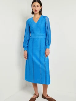 Misook Dresses|Midi Fit & Flare Dress - Multi-Stitch Knit