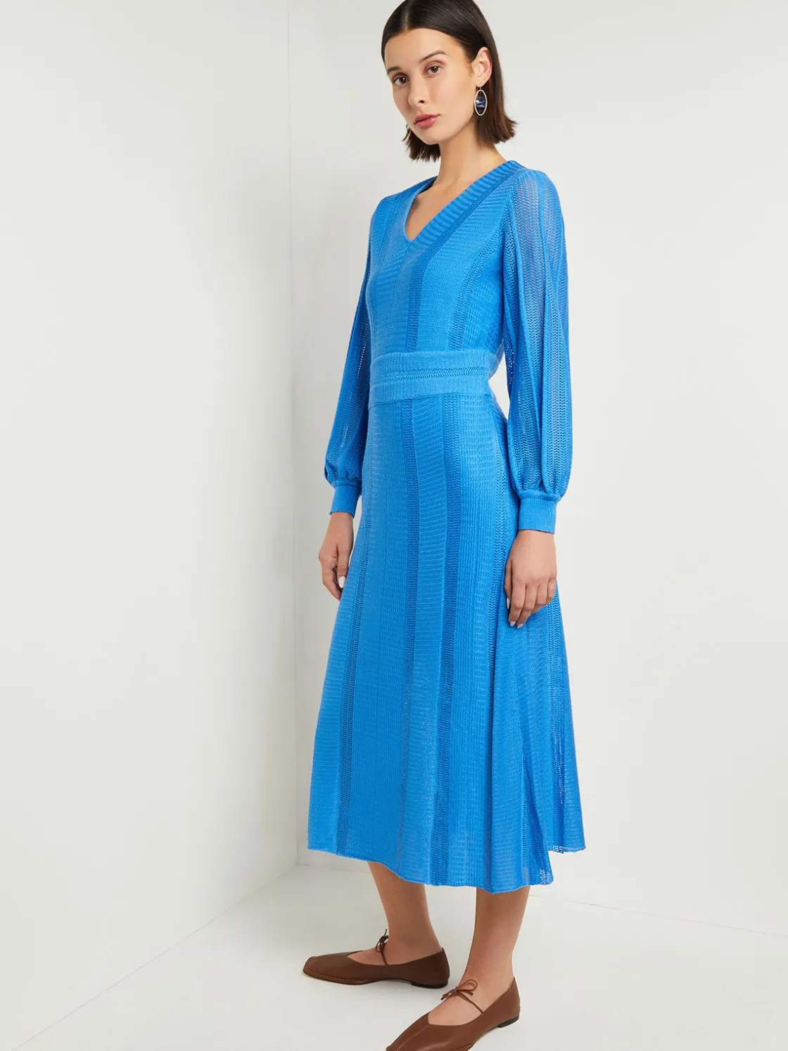 Misook Dresses|Midi Fit & Flare Dress - Multi-Stitch Knit