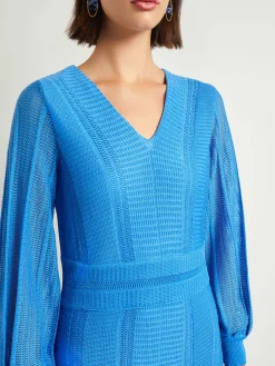 Misook Dresses|Midi Fit & Flare Dress - Multi-Stitch Knit