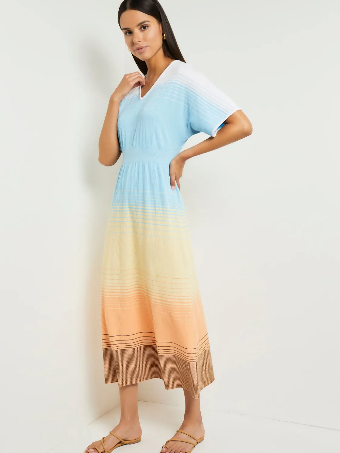 Misook Dresses|Midi Fit & Flare Dress - Soft Ombre Jacquard Knit