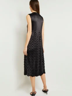 Misook Dresses|Midi Sheath Dress - Chevron Textured Crepe De Chine